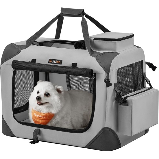 Feandrea PDC70H Foldable Dog Transport Box L Dog Bag Oxford Fabric Mesh Breathable Portable Metal Frame with Handles Pockets 70 x 52 x 52 cm Black Feandrea PDC70H Foldable Dog Transport Box L Dog Bag Oxford Fabric Mesh Breathable Portable Metal Frame with Handles Pockets 70 x 52 x 52 cm Black