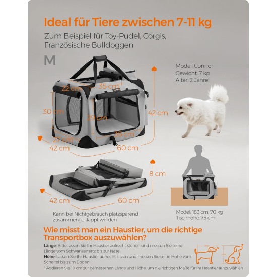 Feandrea PDC70H Foldable Dog Transport Box L Dog Bag Oxford Fabric Mesh Breathable Portable Metal Frame with Handles Pockets 70 x 52 x 52 cm Black Feandrea PDC70H Foldable Dog Transport Box L Dog Bag Oxford Fabric Mesh Breathable Portable Metal Frame with Handles Pockets 70 x 52 x 52 cm Black