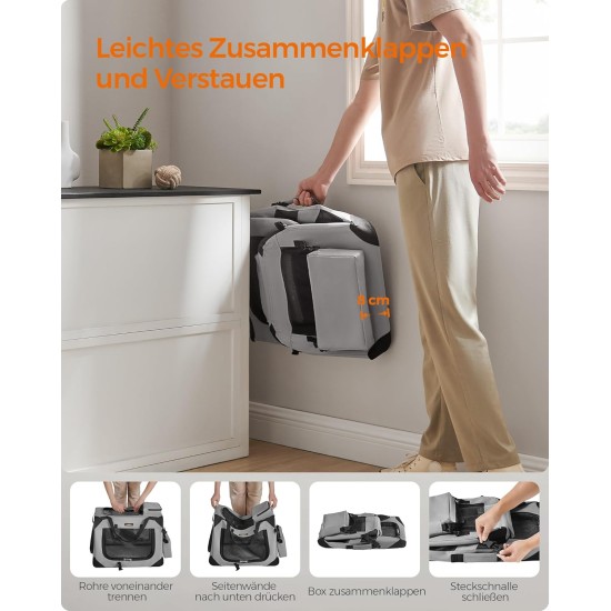 Feandrea PDC70H Foldable Dog Transport Box L Dog Bag Oxford Fabric Mesh Breathable Portable Metal Frame with Handles Pockets 70 x 52 x 52 cm Black Feandrea PDC70H Foldable Dog Transport Box L Dog Bag Oxford Fabric Mesh Breathable Portable Metal Frame with Handles Pockets 70 x 52 x 52 cm Black