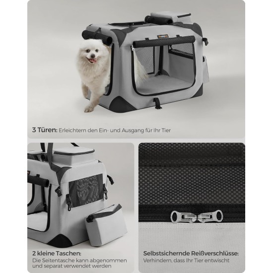 Feandrea PDC70H Foldable Dog Transport Box L Dog Bag Oxford Fabric Mesh Breathable Portable Metal Frame with Handles Pockets 70 x 52 x 52 cm Black Feandrea PDC70H Foldable Dog Transport Box L Dog Bag Oxford Fabric Mesh Breathable Portable Metal Frame with Handles Pockets 70 x 52 x 52 cm Black