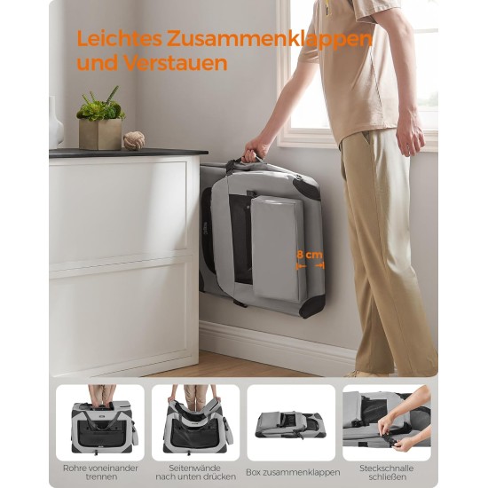 Feandrea PDC70H Foldable Dog Transport Box L Dog Bag Oxford Fabric Mesh Breathable Portable Metal Frame with Handles Pockets 70 x 52 x 52 cm Black Feandrea PDC70H Foldable Dog Transport Box L Dog Bag Oxford Fabric Mesh Breathable Portable Metal Frame with Handles Pockets 70 x 52 x 52 cm Black