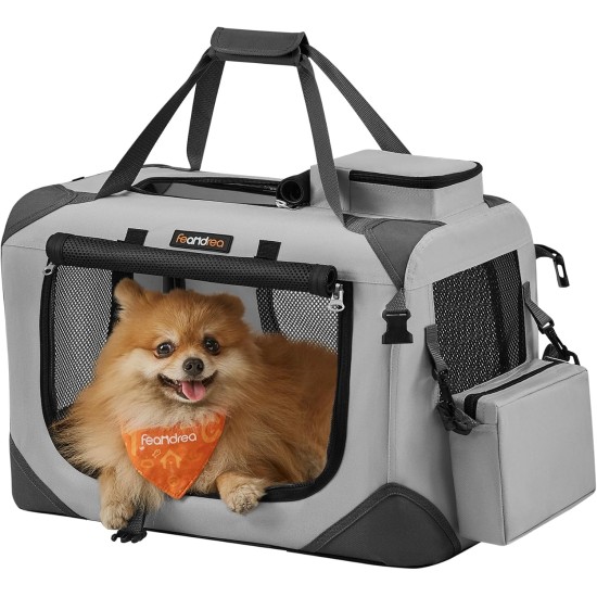 Feandrea PDC70H Foldable Dog Transport Box L Dog Bag Oxford Fabric Mesh Breathable Portable Metal Frame with Handles Pockets 70 x 52 x 52 cm Black Feandrea PDC70H Foldable Dog Transport Box L Dog Bag Oxford Fabric Mesh Breathable Portable Metal Frame with Handles Pockets 70 x 52 x 52 cm Black