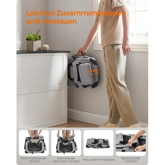 Feandrea PDC70H Foldable Dog Transport Box L Dog Bag Oxford Fabric Mesh Breathable Portable Metal Frame with Handles Pockets 70 x 52 x 52 cm Black Feandrea PDC70H Foldable Dog Transport Box L Dog Bag Oxford Fabric Mesh Breathable Portable Metal Frame with Handles Pockets 70 x 52 x 52 cm Black