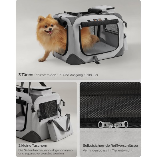 Feandrea PDC70H Foldable Dog Transport Box L Dog Bag Oxford Fabric Mesh Breathable Portable Metal Frame with Handles Pockets 70 x 52 x 52 cm Black Feandrea PDC70H Foldable Dog Transport Box L Dog Bag Oxford Fabric Mesh Breathable Portable Metal Frame with Handles Pockets 70 x 52 x 52 cm Black