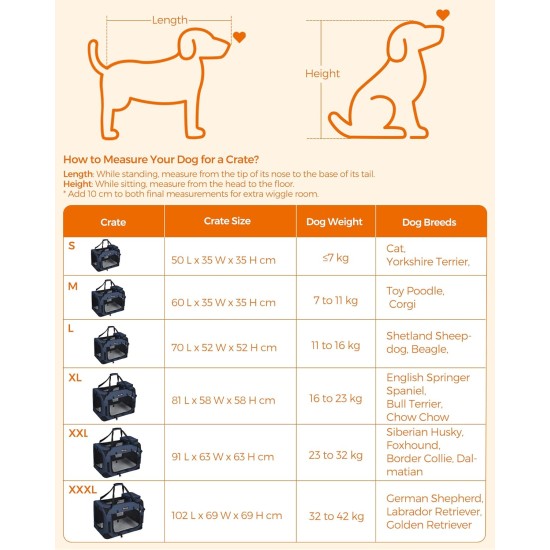 Feandrea PDC70H Foldable Dog Transport Box L Dog Bag Oxford Fabric Mesh Breathable Portable Metal Frame with Handles Pockets 70 x 52 x 52 cm Black Feandrea PDC70H Foldable Dog Transport Box L Dog Bag Oxford Fabric Mesh Breathable Portable Metal Frame with Handles Pockets 70 x 52 x 52 cm Black