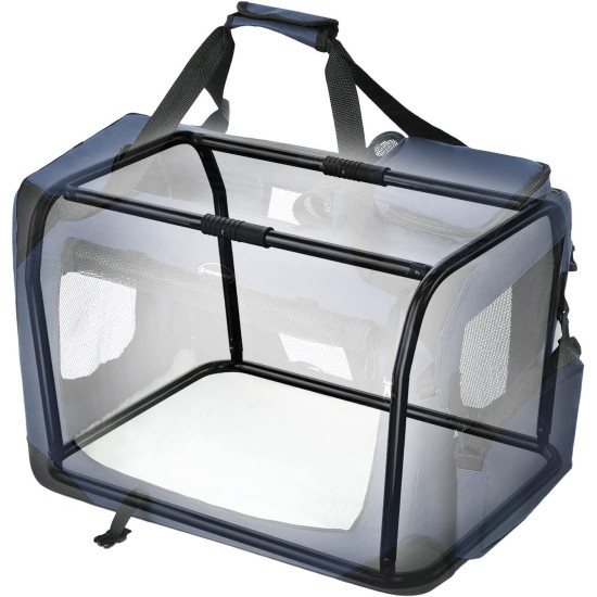 Feandrea PDC70H Foldable Dog Transport Box L Dog Bag Oxford Fabric Mesh Breathable Portable Metal Frame with Handles Pockets 70 x 52 x 52 cm Black Feandrea PDC70H Foldable Dog Transport Box L Dog Bag Oxford Fabric Mesh Breathable Portable Metal Frame with Handles Pockets 70 x 52 x 52 cm Black