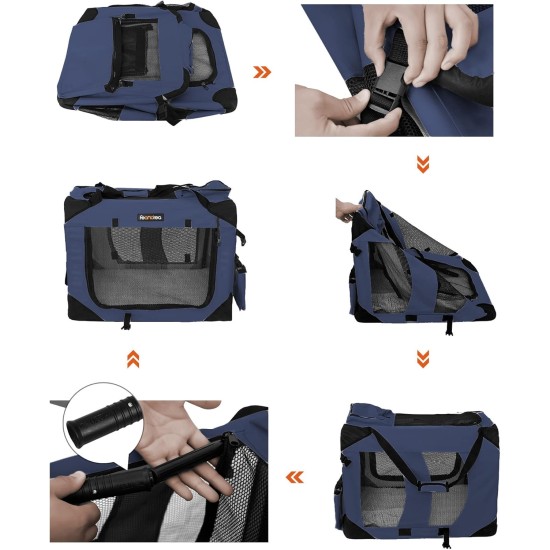 Feandrea PDC70H Foldable Dog Transport Box L Dog Bag Oxford Fabric Mesh Breathable Portable Metal Frame with Handles Pockets 70 x 52 x 52 cm Black Feandrea PDC70H Foldable Dog Transport Box L Dog Bag Oxford Fabric Mesh Breathable Portable Metal Frame with Handles Pockets 70 x 52 x 52 cm Black