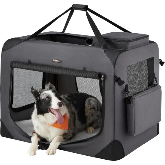 Feandrea PDC70H Foldable Dog Transport Box L Dog Bag Oxford Fabric Mesh Breathable Portable Metal Frame with Handles Pockets 70 x 52 x 52 cm Black Feandrea PDC70H Foldable Dog Transport Box L Dog Bag Oxford Fabric Mesh Breathable Portable Metal Frame with Handles Pockets 70 x 52 x 52 cm Black
