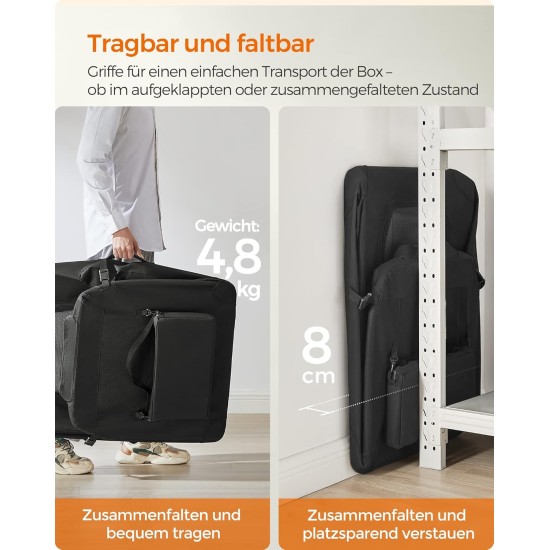 Feandrea PDC70H Foldable Dog Transport Box L Dog Bag Oxford Fabric Mesh Breathable Portable Metal Frame with Handles Pockets 70 x 52 x 52 cm Black Feandrea PDC70H Foldable Dog Transport Box L Dog Bag Oxford Fabric Mesh Breathable Portable Metal Frame with Handles Pockets 70 x 52 x 52 cm Black