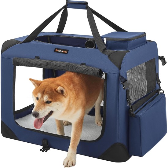 Feandrea PDC70H Foldable Dog Transport Box L Dog Bag Oxford Fabric Mesh Breathable Portable Metal Frame with Handles Pockets 70 x 52 x 52 cm Black Feandrea PDC70H Foldable Dog Transport Box L Dog Bag Oxford Fabric Mesh Breathable Portable Metal Frame with Handles Pockets 70 x 52 x 52 cm Black