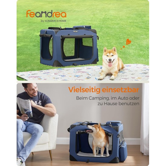 Feandrea PDC70H Foldable Dog Transport Box L Dog Bag Oxford Fabric Mesh Breathable Portable Metal Frame with Handles Pockets 70 x 52 x 52 cm Black Feandrea PDC70H Foldable Dog Transport Box L Dog Bag Oxford Fabric Mesh Breathable Portable Metal Frame with Handles Pockets 70 x 52 x 52 cm Black