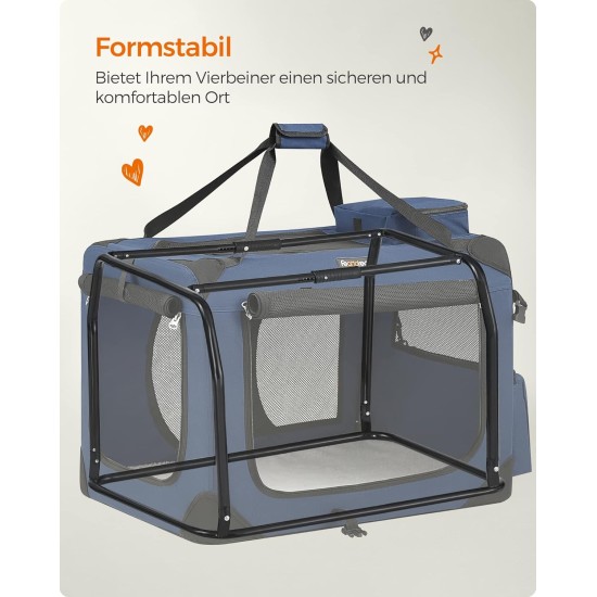 Feandrea PDC70H Foldable Dog Transport Box L Dog Bag Oxford Fabric Mesh Breathable Portable Metal Frame with Handles Pockets 70 x 52 x 52 cm Black Feandrea PDC70H Foldable Dog Transport Box L Dog Bag Oxford Fabric Mesh Breathable Portable Metal Frame with Handles Pockets 70 x 52 x 52 cm Black