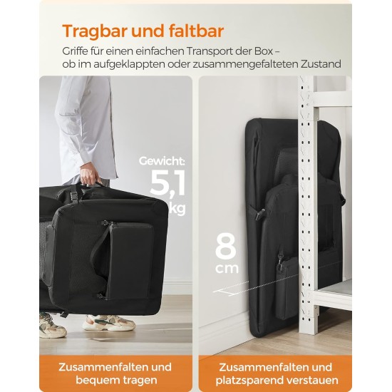 Feandrea PDC70H Foldable Dog Transport Box L Dog Bag Oxford Fabric Mesh Breathable Portable Metal Frame with Handles Pockets 70 x 52 x 52 cm Black Feandrea PDC70H Foldable Dog Transport Box L Dog Bag Oxford Fabric Mesh Breathable Portable Metal Frame with Handles Pockets 70 x 52 x 52 cm Black