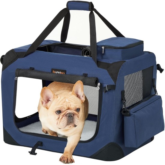 Feandrea PDC70H Foldable Dog Transport Box L Dog Bag Oxford Fabric Mesh Breathable Portable Metal Frame with Handles Pockets 70 x 52 x 52 cm Black Feandrea PDC70H Foldable Dog Transport Box L Dog Bag Oxford Fabric Mesh Breathable Portable Metal Frame with Handles Pockets 70 x 52 x 52 cm Black