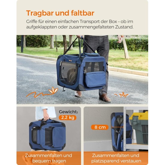 Feandrea PDC70H Foldable Dog Transport Box L Dog Bag Oxford Fabric Mesh Breathable Portable Metal Frame with Handles Pockets 70 x 52 x 52 cm Black Feandrea PDC70H Foldable Dog Transport Box L Dog Bag Oxford Fabric Mesh Breathable Portable Metal Frame with Handles Pockets 70 x 52 x 52 cm Black