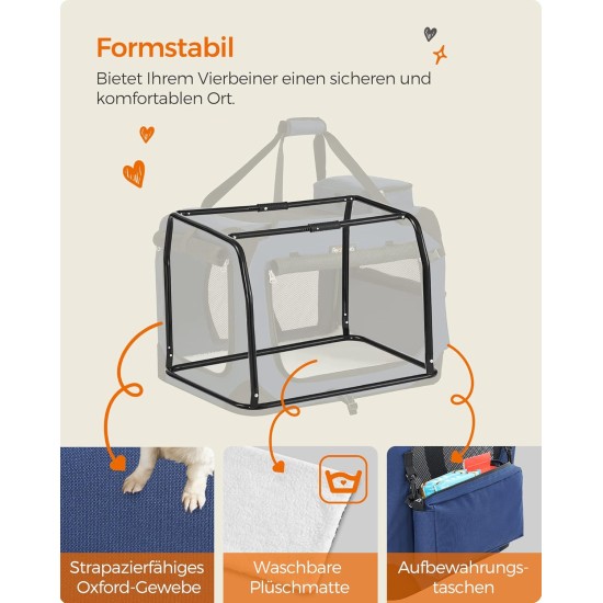 Feandrea PDC70H Foldable Dog Transport Box L Dog Bag Oxford Fabric Mesh Breathable Portable Metal Frame with Handles Pockets 70 x 52 x 52 cm Black Feandrea PDC70H Foldable Dog Transport Box L Dog Bag Oxford Fabric Mesh Breathable Portable Metal Frame with Handles Pockets 70 x 52 x 52 cm Black