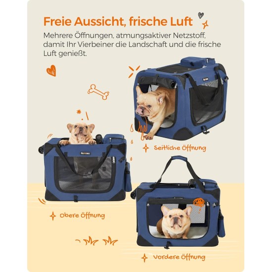 Feandrea PDC70H Foldable Dog Transport Box L Dog Bag Oxford Fabric Mesh Breathable Portable Metal Frame with Handles Pockets 70 x 52 x 52 cm Black Feandrea PDC70H Foldable Dog Transport Box L Dog Bag Oxford Fabric Mesh Breathable Portable Metal Frame with Handles Pockets 70 x 52 x 52 cm Black