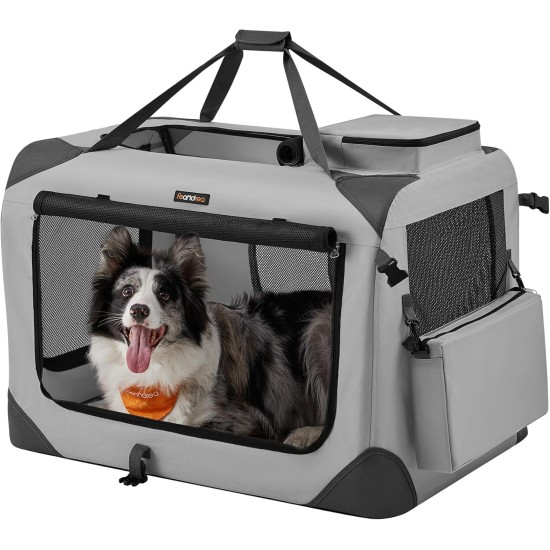 Feandrea PDC70H Foldable Dog Transport Box L Dog Bag Oxford Fabric Mesh Breathable Portable Metal Frame with Handles Pockets 70 x 52 x 52 cm Black Feandrea PDC70H Foldable Dog Transport Box L Dog Bag Oxford Fabric Mesh Breathable Portable Metal Frame with Handles Pockets 70 x 52 x 52 cm Black