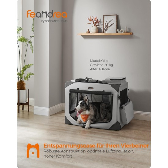 Feandrea PDC70H Foldable Dog Transport Box L Dog Bag Oxford Fabric Mesh Breathable Portable Metal Frame with Handles Pockets 70 x 52 x 52 cm Black Feandrea PDC70H Foldable Dog Transport Box L Dog Bag Oxford Fabric Mesh Breathable Portable Metal Frame with Handles Pockets 70 x 52 x 52 cm Black