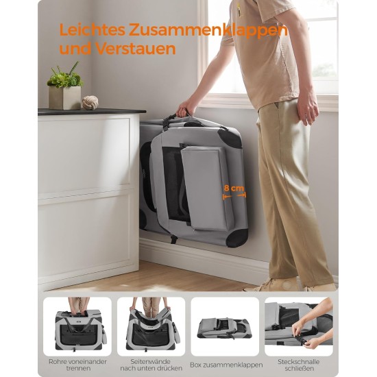 Feandrea PDC70H Foldable Dog Transport Box L Dog Bag Oxford Fabric Mesh Breathable Portable Metal Frame with Handles Pockets 70 x 52 x 52 cm Black Feandrea PDC70H Foldable Dog Transport Box L Dog Bag Oxford Fabric Mesh Breathable Portable Metal Frame with Handles Pockets 70 x 52 x 52 cm Black