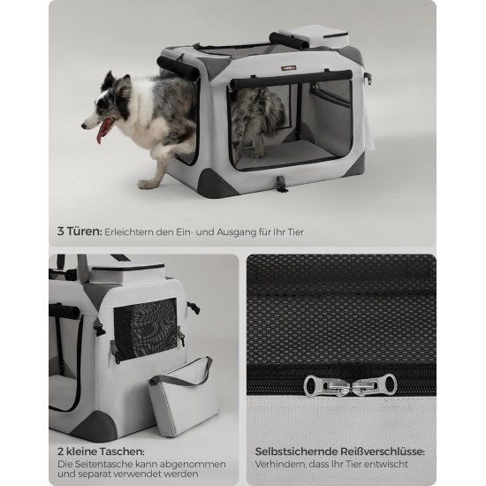 Feandrea PDC70H Foldable Dog Transport Box L Dog Bag Oxford Fabric Mesh Breathable Portable Metal Frame with Handles Pockets 70 x 52 x 52 cm Black Feandrea PDC70H Foldable Dog Transport Box L Dog Bag Oxford Fabric Mesh Breathable Portable Metal Frame with Handles Pockets 70 x 52 x 52 cm Black