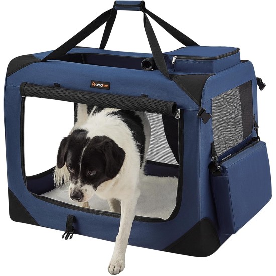 Feandrea PDC70H Foldable Dog Transport Box L Dog Bag Oxford Fabric Mesh Breathable Portable Metal Frame with Handles Pockets 70 x 52 x 52 cm Black Feandrea PDC70H Foldable Dog Transport Box L Dog Bag Oxford Fabric Mesh Breathable Portable Metal Frame with Handles Pockets 70 x 52 x 52 cm Black