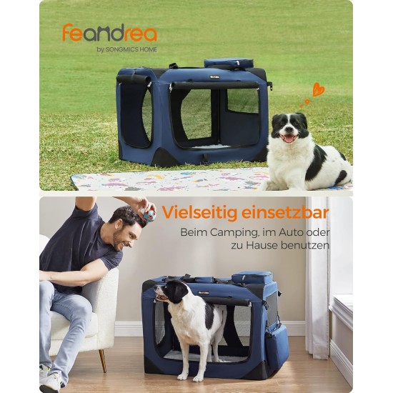 Feandrea PDC70H Foldable Dog Transport Box L Dog Bag Oxford Fabric Mesh Breathable Portable Metal Frame with Handles Pockets 70 x 52 x 52 cm Black Feandrea PDC70H Foldable Dog Transport Box L Dog Bag Oxford Fabric Mesh Breathable Portable Metal Frame with Handles Pockets 70 x 52 x 52 cm Black
