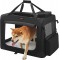 Feandrea PDC70H Foldable Dog Transport Box L Dog Bag Oxford Fabric Mesh Breathable Portable Metal Frame with Handles Pockets 70 x 52 x 52 cm Black