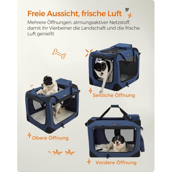 Feandrea PDC70H Foldable Dog Transport Box L Dog Bag Oxford Fabric Mesh Breathable Portable Metal Frame with Handles Pockets 70 x 52 x 52 cm Black Feandrea PDC70H Foldable Dog Transport Box L Dog Bag Oxford Fabric Mesh Breathable Portable Metal Frame with Handles Pockets 70 x 52 x 52 cm Black