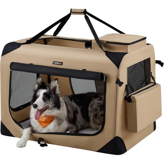 Feandrea PDC70H Foldable Dog Transport Box L Dog Bag Oxford Fabric Mesh Breathable Portable Metal Frame with Handles Pockets 70 x 52 x 52 cm Black Feandrea PDC70H Foldable Dog Transport Box L Dog Bag Oxford Fabric Mesh Breathable Portable Metal Frame with Handles Pockets 70 x 52 x 52 cm Black