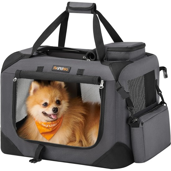 Feandrea PDC70H Foldable Dog Transport Box L Dog Bag Oxford Fabric Mesh Breathable Portable Metal Frame with Handles Pockets 70 x 52 x 52 cm Black Feandrea PDC70H Foldable Dog Transport Box L Dog Bag Oxford Fabric Mesh Breathable Portable Metal Frame with Handles Pockets 70 x 52 x 52 cm Black