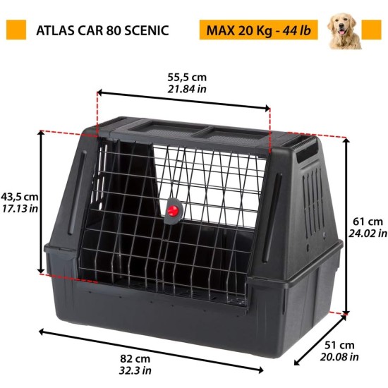 Ferplast Atlas Car 100 Transport Box for Dogs and Cats, Plastic, with Practical, Two-Way Sliding Door and Accessories Compartment, grey Ferplast Atlas Car 100 Transport Box for Dogs and Cats, Plastic, with Practical, Two-Way Sliding Door and Accessories Compartment, grey