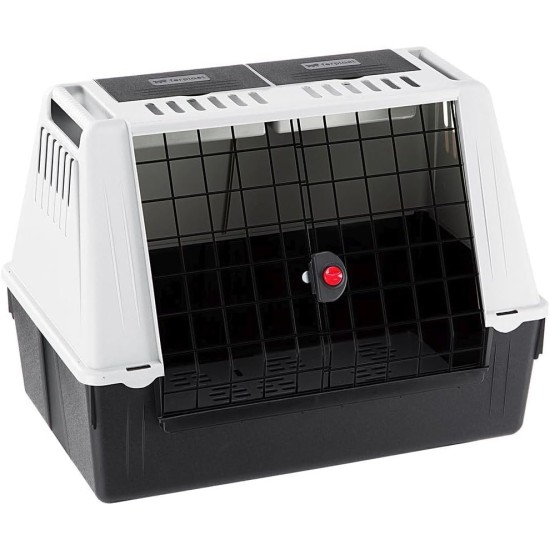 Ferplast Atlas Car 100 Transport Box for Dogs and Cats, Plastic, with Practical, Two-Way Sliding Door and Accessories Compartment, grey Ferplast Atlas Car 100 Transport Box for Dogs and Cats, Plastic, with Practical, Two-Way Sliding Door and Accessories Compartment, grey