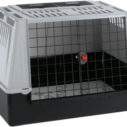 Ferplast Atlas Car 100 Transport Box for Dogs and Cats, Plastic, with Practical, Two-Way Sliding Door and Accessories Compartment, grey Ferplast Atlas Car 100 Transport Box for Dogs and Cats, Plastic, with Practical, Two-Way Sliding Door and Accessories Compartment, grey