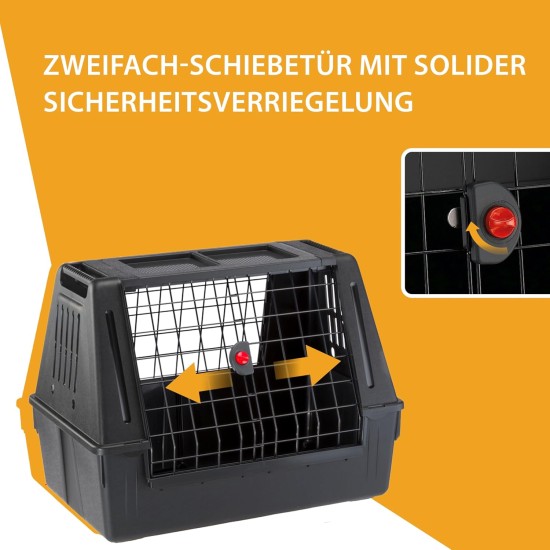 Ferplast Atlas Car 100 Transport Box for Dogs and Cats, Plastic, with Practical, Two-Way Sliding Door and Accessories Compartment, grey Ferplast Atlas Car 100 Transport Box for Dogs and Cats, Plastic, with Practical, Two-Way Sliding Door and Accessories Compartment, grey