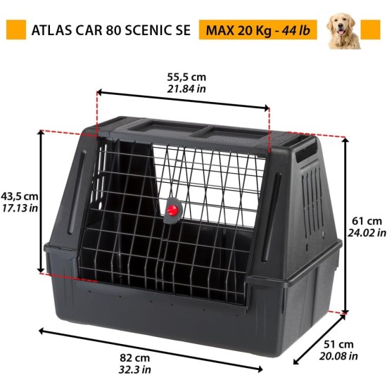 Ferplast Atlas Car 100 Transport Box for Dogs and Cats, Plastic, with Practical, Two-Way Sliding Door and Accessories Compartment, grey Ferplast Atlas Car 100 Transport Box for Dogs and Cats, Plastic, with Practical, Two-Way Sliding Door and Accessories Compartment, grey