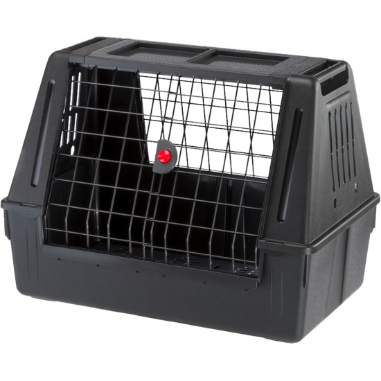 Ferplast Atlas Car 100 Transport Box for Dogs and Cats, Plastic, with Practical, Two-Way Sliding Door and Accessories Compartment, grey Ferplast Atlas Car 100 Transport Box for Dogs and Cats, Plastic, with Practical, Two-Way Sliding Door and Accessories Compartment, grey
