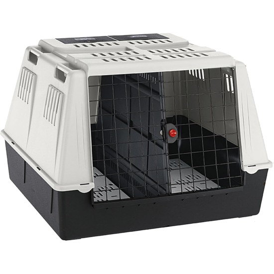 Ferplast Atlas Car 100 Transport Box for Dogs and Cats, Plastic, with Practical, Two-Way Sliding Door and Accessories Compartment, grey Ferplast Atlas Car 100 Transport Box for Dogs and Cats, Plastic, with Practical, Two-Way Sliding Door and Accessories Compartment, grey