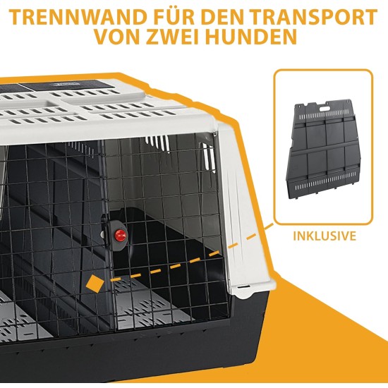 Ferplast Atlas Car 100 Transport Box for Dogs and Cats, Plastic, with Practical, Two-Way Sliding Door and Accessories Compartment, grey Ferplast Atlas Car 100 Transport Box for Dogs and Cats, Plastic, with Practical, Two-Way Sliding Door and Accessories Compartment, grey
