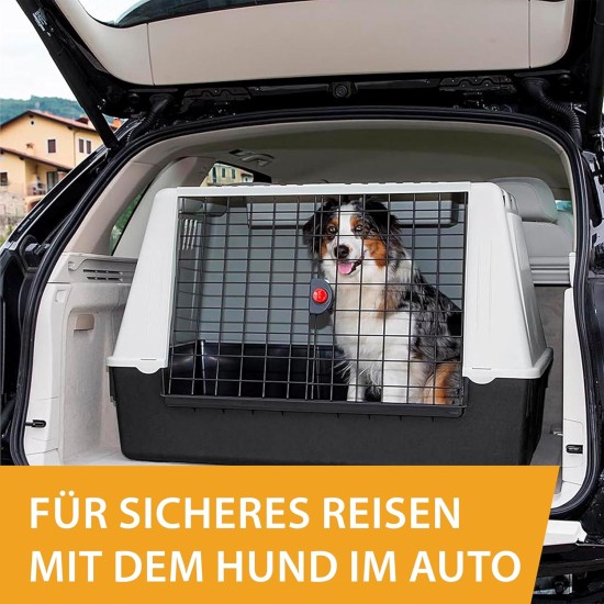 Ferplast Atlas Car 100 Transport Box for Dogs and Cats, Plastic, with Practical, Two-Way Sliding Door and Accessories Compartment, grey Ferplast Atlas Car 100 Transport Box for Dogs and Cats, Plastic, with Practical, Two-Way Sliding Door and Accessories Compartment, grey