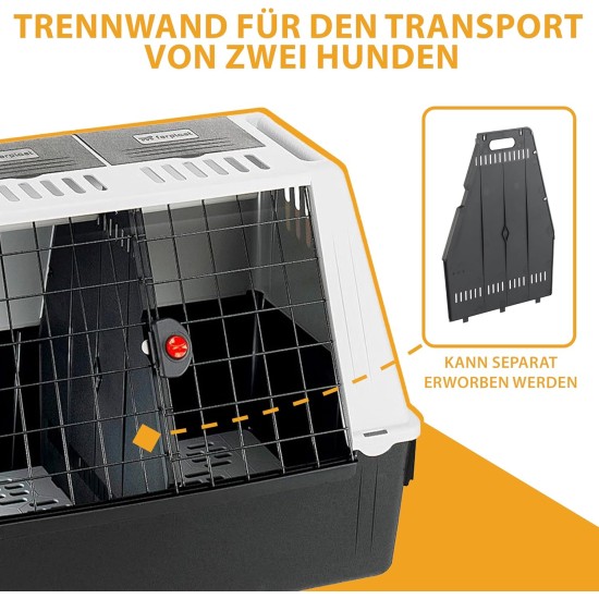 Ferplast Atlas Car 100 Transport Box for Dogs and Cats, Plastic, with Practical, Two-Way Sliding Door and Accessories Compartment, grey Ferplast Atlas Car 100 Transport Box for Dogs and Cats, Plastic, with Practical, Two-Way Sliding Door and Accessories Compartment, grey