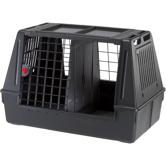 Ferplast Atlas Car 100 Transport Box for Dogs and Cats, Plastic, with Practical, Two-Way Sliding Door and Accessories Compartment, grey Ferplast Atlas Car 100 Transport Box for Dogs and Cats, Plastic, with Practical, Two-Way Sliding Door and Accessories Compartment, grey