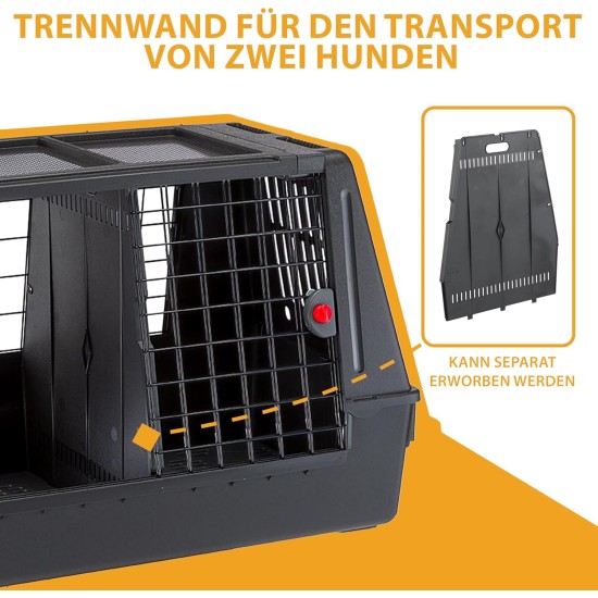 Ferplast Atlas Car 100 Transport Box for Dogs and Cats, Plastic, with Practical, Two-Way Sliding Door and Accessories Compartment, grey Ferplast Atlas Car 100 Transport Box for Dogs and Cats, Plastic, with Practical, Two-Way Sliding Door and Accessories Compartment, grey