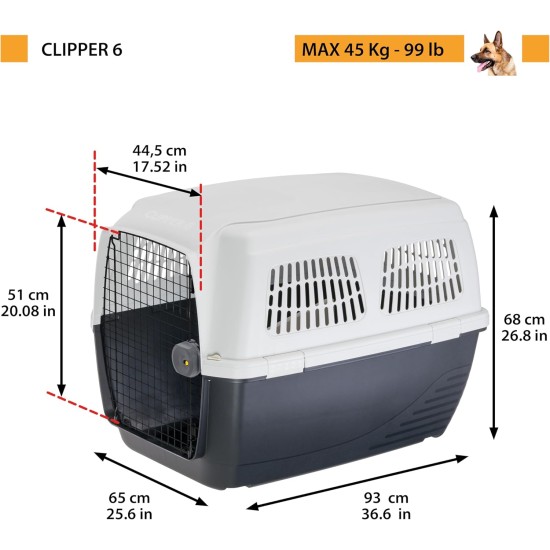 Ferplast Hundetransportbox CLIPPER PLUS, IATA- Hundetransportbox, große Hundetransportbox max 60 kg, sicherer Verschluss, mit Doppelfach für Zubehör, abnehmbarer Griff, 105 x 75 x h 79 cm Ferplast Hundetransportbox CLIPPER PLUS, IATA- Hundetransportbox, große Hundetransportbox max 60 kg, sicherer Verschluss, mit Doppelfach für Zubehör, abnehmbarer Griff, 105 x 75 x h 79 cm