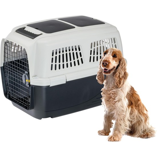 Ferplast Hundetransportbox CLIPPER PLUS, IATA- Hundetransportbox, große Hundetransportbox max 60 kg, sicherer Verschluss, mit Doppelfach für Zubehör, abnehmbarer Griff, 105 x 75 x h 79 cm Ferplast Hundetransportbox CLIPPER PLUS, IATA- Hundetransportbox, große Hundetransportbox max 60 kg, sicherer Verschluss, mit Doppelfach für Zubehör, abnehmbarer Griff, 105 x 75 x h 79 cm