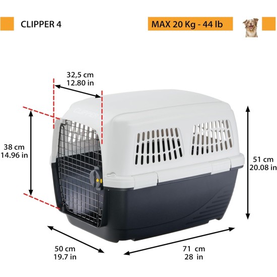 Ferplast Hundetransportbox CLIPPER PLUS, IATA- Hundetransportbox, große Hundetransportbox max 60 kg, sicherer Verschluss, mit Doppelfach für Zubehör, abnehmbarer Griff, 105 x 75 x h 79 cm Ferplast Hundetransportbox CLIPPER PLUS, IATA- Hundetransportbox, große Hundetransportbox max 60 kg, sicherer Verschluss, mit Doppelfach für Zubehör, abnehmbarer Griff, 105 x 75 x h 79 cm