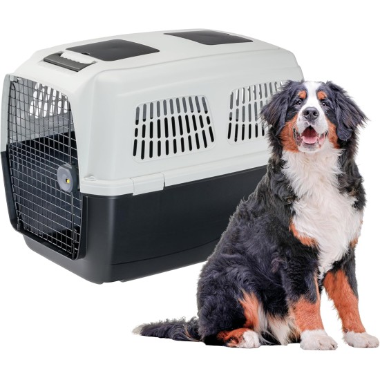 Ferplast Hundetransportbox CLIPPER PLUS, IATA- Hundetransportbox, große Hundetransportbox max 60 kg, sicherer Verschluss, mit Doppelfach für Zubehör, abnehmbarer Griff, 105 x 75 x h 79 cm Ferplast Hundetransportbox CLIPPER PLUS, IATA- Hundetransportbox, große Hundetransportbox max 60 kg, sicherer Verschluss, mit Doppelfach für Zubehör, abnehmbarer Griff, 105 x 75 x h 79 cm