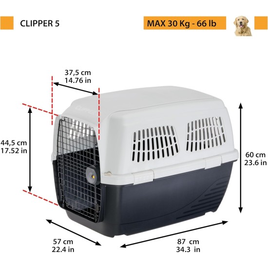 Ferplast Hundetransportbox CLIPPER PLUS, IATA- Hundetransportbox, große Hundetransportbox max 60 kg, sicherer Verschluss, mit Doppelfach für Zubehör, abnehmbarer Griff, 105 x 75 x h 79 cm Ferplast Hundetransportbox CLIPPER PLUS, IATA- Hundetransportbox, große Hundetransportbox max 60 kg, sicherer Verschluss, mit Doppelfach für Zubehör, abnehmbarer Griff, 105 x 75 x h 79 cm