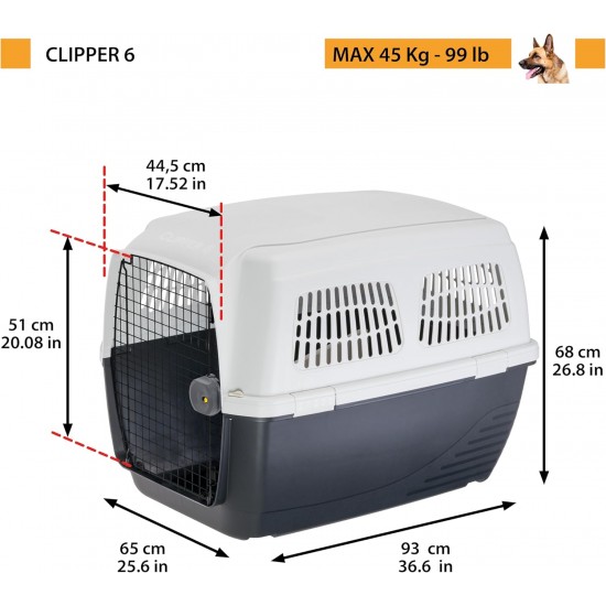 Ferplast Hundetransportbox CLIPPER PLUS, IATA- Hundetransportbox, mittlere Hundetransportbox max 20 kg, Sicherer Verschluss, mit Doppelfach für Zubehör, abnehmbarer Griff, 71 x 50 x h 51 cm Ferplast Hundetransportbox CLIPPER PLUS, IATA- Hundetransportbox, mittlere Hundetransportbox max 20 kg, Sicherer Verschluss, mit Doppelfach für Zubehör, abnehmbarer Griff, 71 x 50 x h 51 cm
