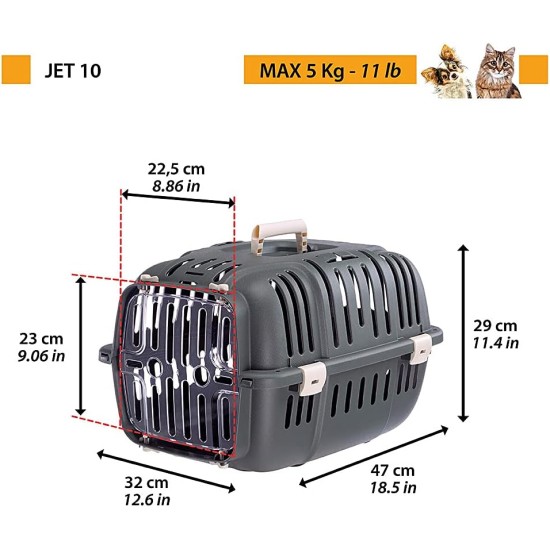 Ferplast Jet 10 Clear Door Shock Proof Air Vent Small Dog Cat Carrier Ferplast Jet 10 Clear Door Shock Proof Air Vent Small Dog Cat Carrier